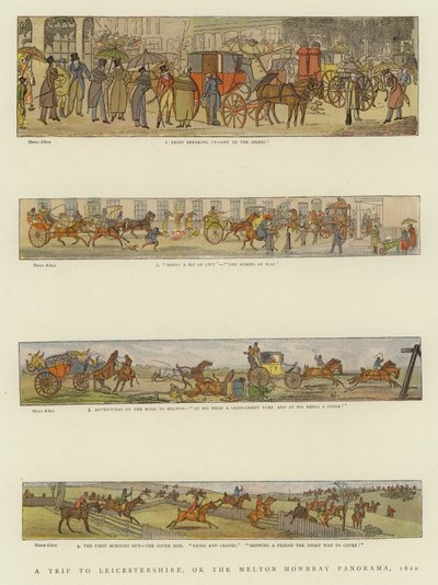 Een reis naar Leicestershire, of het Melton Mowbray Panorama, 1820 door Henry Thomas Alken